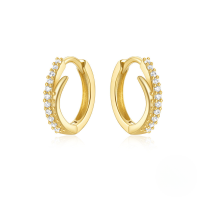 wholesale 925 Sterling Silver New Irregular Twisted Row Zircon Hoop Earrings With S-shaped Cross Ear Clasp, European And American Light Luxury Design-Gold#2 925 Silver