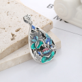 wholesale S990 Sterling Silver Vintage Lotus Leaf and Lotus Hollow-Out Pendant with Resin and Enamel Painted Hanging Ornament for Women, Cloisonné Jewelry Wholesale-0-0