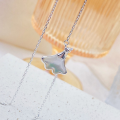 wholesale [Silver] Maker S999 Silver White Shell Ginkgo Leaf Diamond Inlay Necklace Fashion Light Luxury Temperament Women Korean Version Small Sense Collarbone Chain-0-3