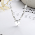 wholesale S925 Sterling Silver Korean-style Geometric Cube Link Triangle Pendant Hip-hop Trendy Necklace-0-0
