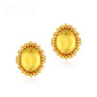 wholesale 925 Silver Gold-Plated New Yellow Crystal Sunflower Silver Earrings for Women Japanese Light Luxury Geometric Leaf Floral Earrings-Synthetic Citrine 925 Silver