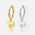 wholesale 925 Silver Wholesale Cross-Border Hot-Selling Light Luxury Earrings, High-End Heart-Shaped Ear Cuffs, Stackable Pure Silver Hoop Earrings-0-6