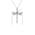 wholesale S925 Sterling Silver Cross-Border Europe and America Full Diamond Dragonfly Moissanite Pendant Necklace, 30 Points Small Design Collarbone Chain-0-5