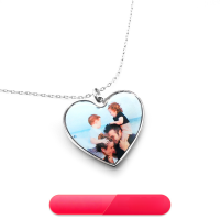 wholesale S925 Sterling Silver Personalized Photo Engraving Heart-shaped Color Photo Necklace for Valentine's Day-copper