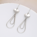 wholesale S925 Sterling Silver Creative Love Teardrop Long Pendant Hoop Earrings, European and American Trendy Temperament Light Luxury Style Earrings-0-2