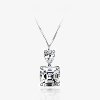 wholesale 925 Silver 8-Carat 10*10 High Carbon Diamond Pendant Necklace, New Style by ShiPei Jewelry, Ins40+5-White【P-0479】 Chain length 40+5cm