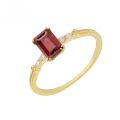 wholesale 10K Gold with Red Tourmaline Inlaid Vintage Minimalist Classic Ring for Women, Factory Supply-0-0