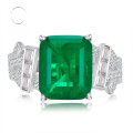 wholesale S925 sterling silver style simulated emerald cut 10*12 rectangular cross-border ring for women-0-0