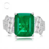 wholesale S925 sterling silver style simulated emerald cut 10*12 rectangular cross-border ring for women-R586 Emerald>No. 7