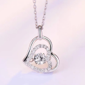 wholesale S925 Sterling Silver Double-Layer Heart-Shaped Diamond-Inlaid Novel and Dynamic Beating Heart Pendant Necklace-0-0