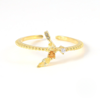 wholesale S925 Sterling Silver Miniature Zircon Fruit Ring, A Trendy And Creative Ins-style Ring, Popular In Europe And America-Gold-Banana Adjustable opening