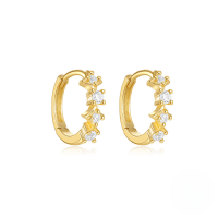 wholesale 925 Sterling Silver Classic Zircon-inlaid Opal Ear Hoop Earrings For Women, Popular In, Ins-Gold#5 925 silver