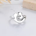 wholesale Sterling Silver S990 Vintage Fashion INS Style Geometric Floral Trendy Versatile Niche Design Open Adjustable Ring-0-1