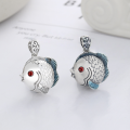 wholesale S925 Sterling Silver Retro Antique Crafted Exquisite Chubby Fish Pendant, Cute DuDu Fish Matching Pendant-0-0