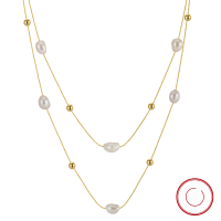 wholesale S925 Sterling Silver, 14K Gold Plated OT Clasp Natural Baroque Pearl Necklace Factory Direct-14K gold + natural freshwater pearl, approximately 6.35g 925 silver