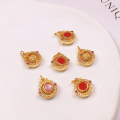 wholesale S925 silver gold-plated natural southern red agate bow knot gourd barrel bead pendant accessory bracelet string DIY semi-finished product-0-2
