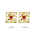 wholesale 18K metal fashion commuter style minimalist geometric ruby full-cut diamond earrings-0-0