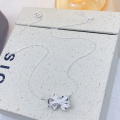 wholesale Sterling Silver Large Bow Knot Necklace Fashion Minimalist Niche Design High-end Sense Collarbone Chain Jewelry-0-3