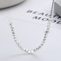 wholesale S925 Sterling Silver Korean Style New Square Small Cube Crushed Silver Geometric Minimalist Ins Necklace for Women-YL431/approx. 5.9g 925 silver