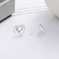 wholesale S925 Sterling Silver Geometric Folded Heart Stud Earrings, Korean Style Elegant Accessories, High-end Heart-shaped Earrings for Pierced Ears-0-3