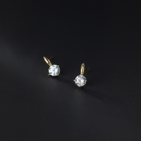 wholesale 925 Sterling Silver Four-Prong Single Diamond Stud Earrings for Women, Simple and Elegant, Versatile, Small and Delicate, Vintage Luxury Sparkling Earrings G8059-S925 silver pair gold model 925 silver