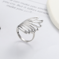 wholesale S925 Silver Retro Vintage Exaggerated Geometric Hollow-Out Wings Luxury Trendy Design Open Ring-0-0