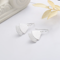 wholesale S925 Sterling Silver Christmas Tree Fan-shaped Brushed Texture Earrings, New Chinese Style Ins Trendy Women's Earrings-0-1