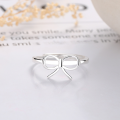 wholesale S925 Sterling Silver Fashion Korean Japanese Cute Bow Unique Trendy Niche Luxury Adjustable Ring-0-3