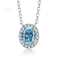 wholesale S925 silver new jewelry Radiant 6*8mm oval pendant women's high-carbon diamond pendantins-N160 Aquamarine Pendant>925 Silver