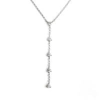 wholesale S925 Sterling Silver Geometric Stacked Colorful Zircon Inlaid Necklace, European And American Light Luxury Crystal Zircon Layered Fringe Collarbone Necklace-Platinum 925 silver