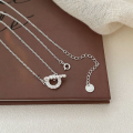 wholesale S925 Sterling Silver OT Full Diamond Necklace for Women, Fashionable and Light Luxury, Japanese and Korean New Style, Minimalist Collarbone Chain, Trendy Necklace-0-3