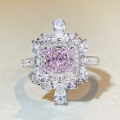 wholesale S925 Sterling Silver Iced Cut Ring European and American Cross-Border Live Streaming Hit Middle East Luxury Full Diamond Ring Pink Diamond Ring for Women-0-0