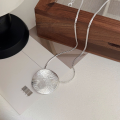 wholesale S925 Sterling Silver Unique Personality Large Round Pendant Necklace for Women, Korean High-End Custom Spring and Summer New Edition Advanced Embellished Long Chain-0-1