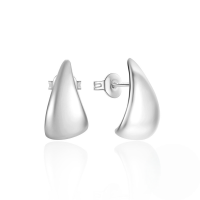 wholesale 925 Sterling Silver New Classic Minimalist Round C-shape Zircon Stud Earrings, Korean Style-Platinum #5 925 silver