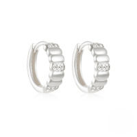 wholesale S925 Sterling Silver Geometric Earrings With Classic Zircon Inlay, A Hot-selling Creative Earring In Europe And America-Platinum #2 925 Silver