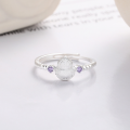 wholesale S925 Sterling Silver Purple Zircon Gourd Filigree Ring, Women's Ultra-Thin Band Index Finger Ring, Direct from Premium Factory-0-1