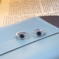 wholesale S925 Sterling Silver Round Black Roman Pattern Ear Clasp, Fashionable and Unique New Korean Version High-End Design Ear Accessories-0-3