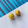wholesale S925 silver gold-plated enamel cloisonné spacer beads DIY bracelet necklace accessories pure silver openwork floral loose beads single bead-0-6