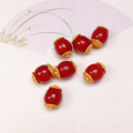 wholesale S925 silver gold-plated natural South Red Agate barrel bead spacer accessories DIY handmade unfinished bracelet necklace stringing-0-10