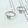wholesale S925 Sterling Silver Bow Ribbon Inlaid with Diamond Ring for Women, New Fashionable and Luxurious, Minimalist and High-End-0-1