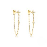 wholesale S925 Sterling Silver Marquise Zircon Fringe Heart Stud Earrings,。-Gold#4 925 silver