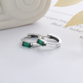wholesale S925 sterling silver minimalist set small square green zirconium stud earrings, elegant and versatile for women with a unique and niche style-0-1
