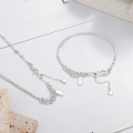 wholesale S925 Sterling Silver Broken Silver Bracelet and Necklace Set, Korean-style Luxury Geometric Jewelry with a High-end Feel-0-0