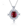 wholesale 925 Silver Pigeon Blood Ruby Necklace 8*10mm Oval Bezel Set Vintage Style Pendant Chain, Hot Seller in Live Streams-0-0