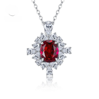 wholesale 925 Silver Pigeon Blood Ruby Necklace 8*10mm Oval Bezel Set Vintage Style Pendant Chain, Hot Seller in Live Streams-N072 Ruby Necklace 925 Silver