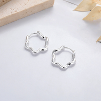 wholesale S925 Sterling Silver European and American Minimalist Wave Lace Geometric Fresh Design Versatile Earrings-YHR374/approx. 3.5g 925 silver