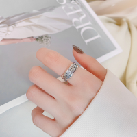 wholesale S925 Sterling Silver "Lin Bing Dou Zhe Jie Zhen Lie Qian Xing" Mantra Ring Retro Ancient Style Index Finger Ring-679J/approx. 4.1g>Adjustable opening