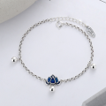 wholesale S925 Sterling Silver Blue Lotus Small Bead Tassel Bracelet, Retro Literary Court-Style Women's Hand Accessory-0-0