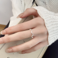 wholesale S925 Sterling Silver Geometric Fashion Minimalist Plain Wave Twisted Irregular Trendy Design Open Ring-0-2