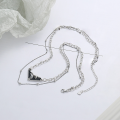 wholesale S925 Sterling Silver Korean Style Creative and Trendy Epoxy Letter Triangle Pendant Double-Layer Splice Chain-0-1